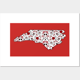 Red North Carolina State Outline Posters and Art